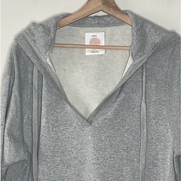 Anthropologie Daily Practice Sport Hooded Mini Dress Sweatshirt Gray L - Picture 3 of 8